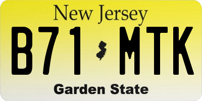 NJ license plate B71MTK