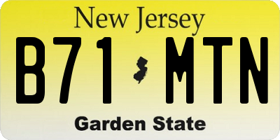 NJ license plate B71MTN