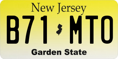 NJ license plate B71MTO