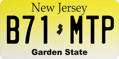 NJ license plate B71MTP