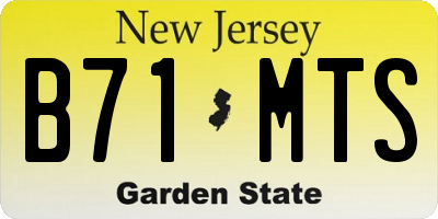 NJ license plate B71MTS