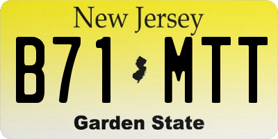 NJ license plate B71MTT