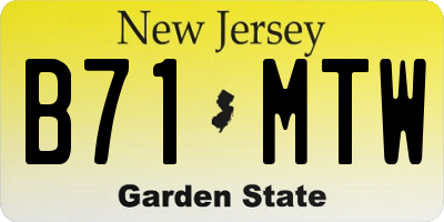 NJ license plate B71MTW
