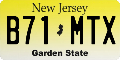 NJ license plate B71MTX