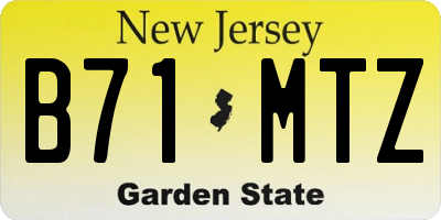 NJ license plate B71MTZ