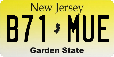 NJ license plate B71MUE