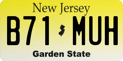 NJ license plate B71MUH