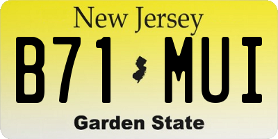 NJ license plate B71MUI