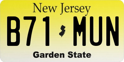 NJ license plate B71MUN
