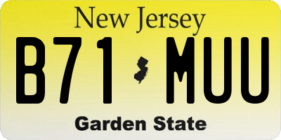 NJ license plate B71MUU