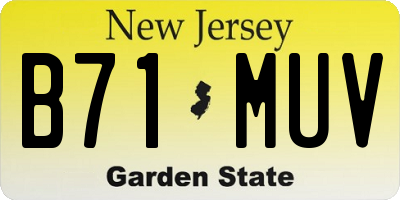 NJ license plate B71MUV