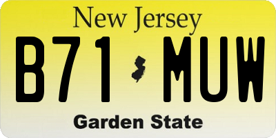 NJ license plate B71MUW