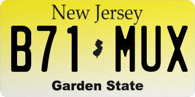 NJ license plate B71MUX