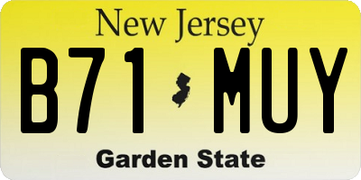 NJ license plate B71MUY