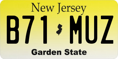 NJ license plate B71MUZ