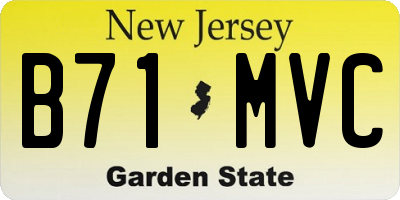 NJ license plate B71MVC
