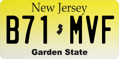 NJ license plate B71MVF