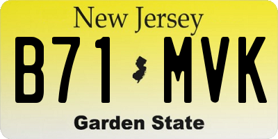 NJ license plate B71MVK