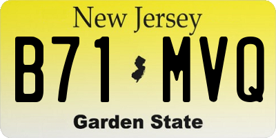 NJ license plate B71MVQ
