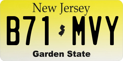 NJ license plate B71MVY