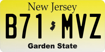 NJ license plate B71MVZ