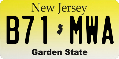 NJ license plate B71MWA