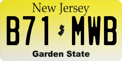 NJ license plate B71MWB