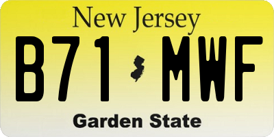 NJ license plate B71MWF