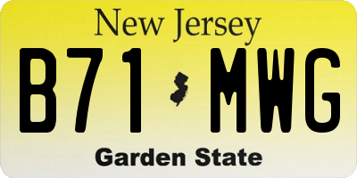 NJ license plate B71MWG