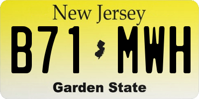 NJ license plate B71MWH