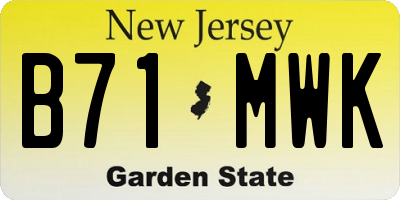 NJ license plate B71MWK