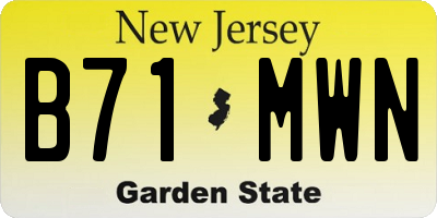 NJ license plate B71MWN