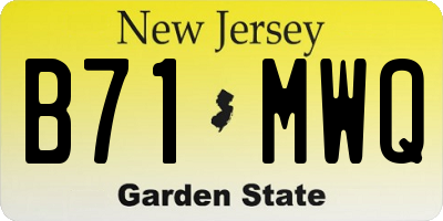 NJ license plate B71MWQ