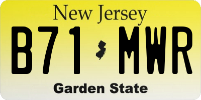 NJ license plate B71MWR