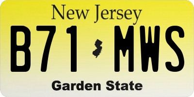 NJ license plate B71MWS