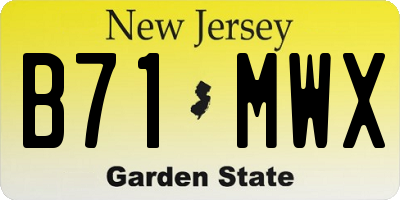 NJ license plate B71MWX