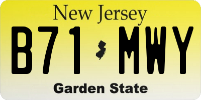 NJ license plate B71MWY