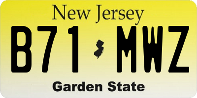 NJ license plate B71MWZ