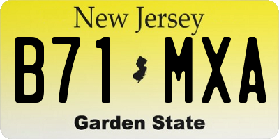 NJ license plate B71MXA