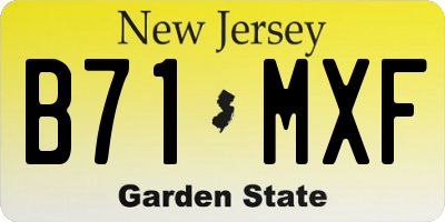 NJ license plate B71MXF