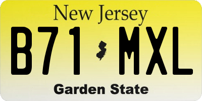 NJ license plate B71MXL