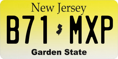NJ license plate B71MXP