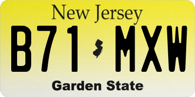 NJ license plate B71MXW