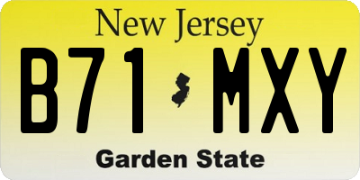 NJ license plate B71MXY