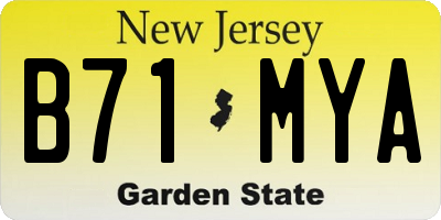 NJ license plate B71MYA