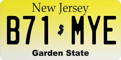 NJ license plate B71MYE