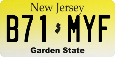NJ license plate B71MYF
