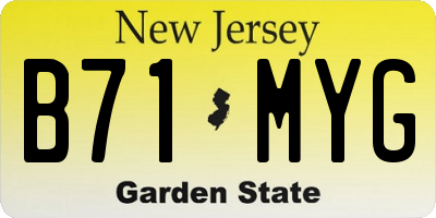 NJ license plate B71MYG