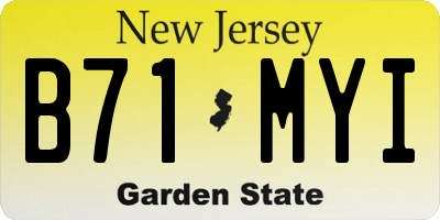NJ license plate B71MYI