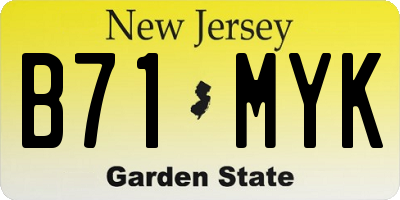 NJ license plate B71MYK